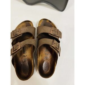 Birkenstock Arizona Brown Nubuck Leather Kids Slide Sandal 33 Sz 2-2.5